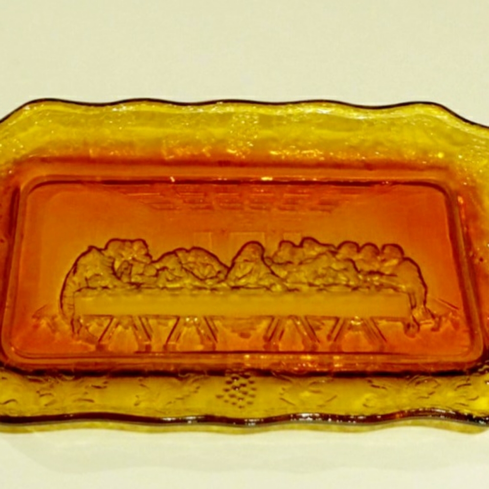 Vintage Tiara Indiana Glass Last Supper plate